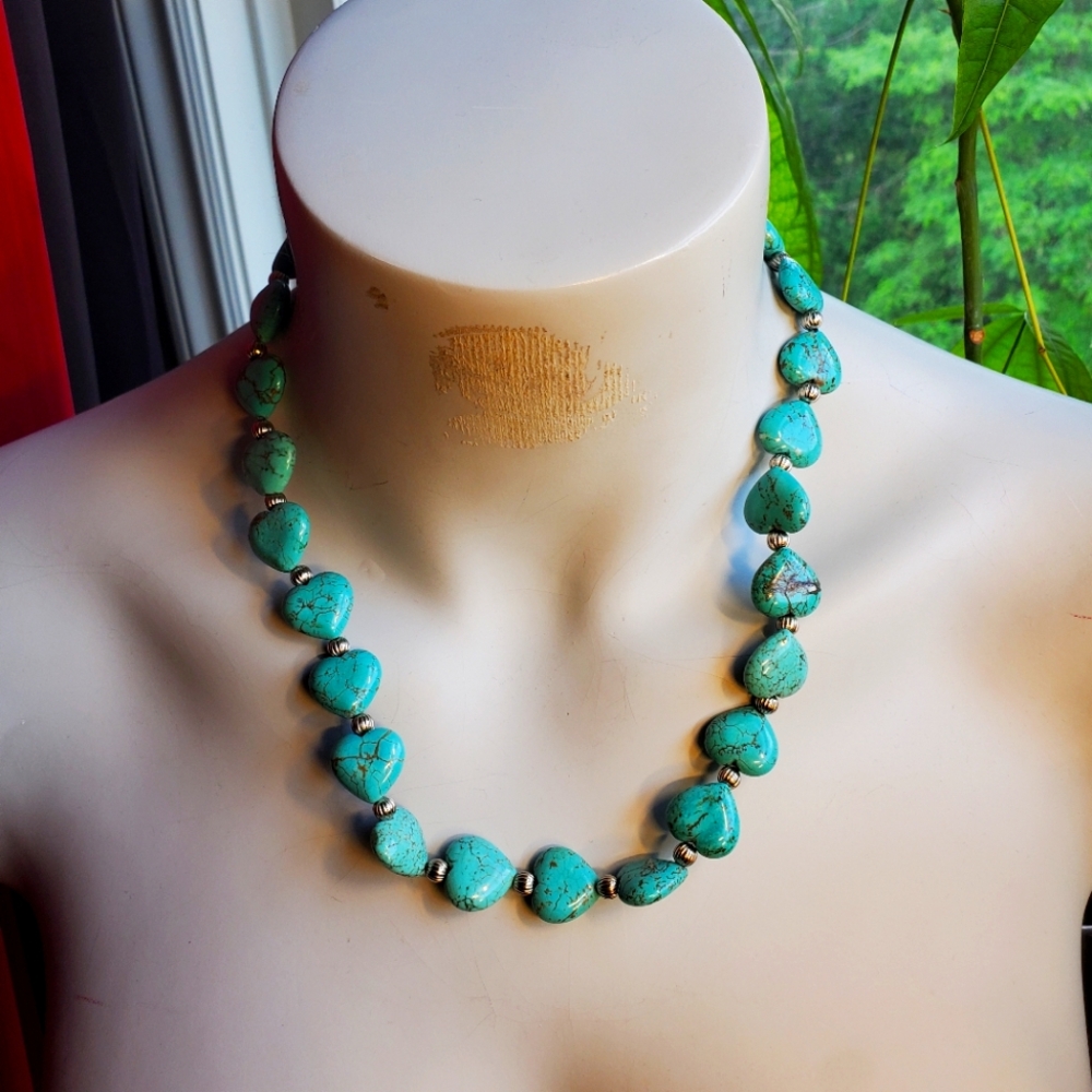 Vintage Heart Turquoise Stone Necklace